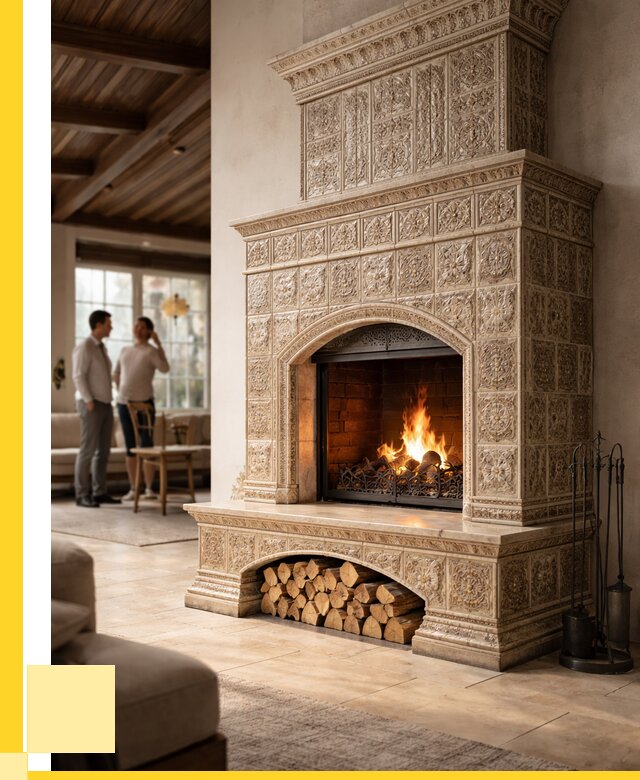 Купить изразцовый камин в Апатитах от 259300 р. | ЭриданПтт