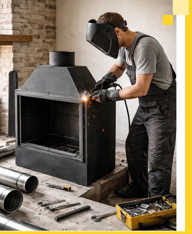 Продажа и установка металлических каминов в Апатитах под ключ