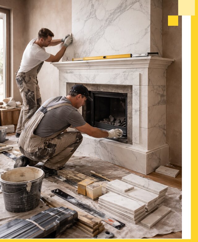 Отделка каминов в Апатитах качественные облицовочные работы