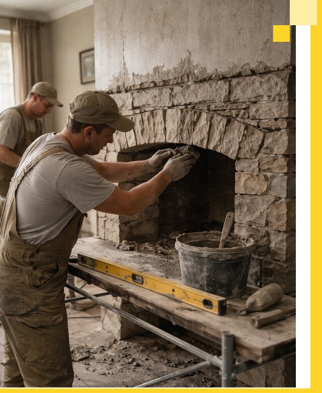 Изготовление каминов под ключ в Апатитах, монтаж и отделка