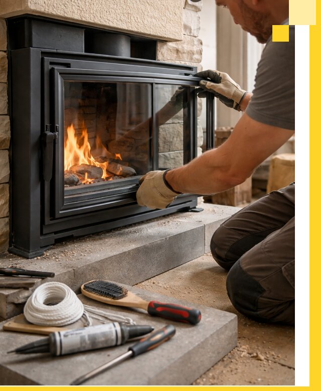 Производство, монтаж и доставка каминов со стеклом в Апатитах