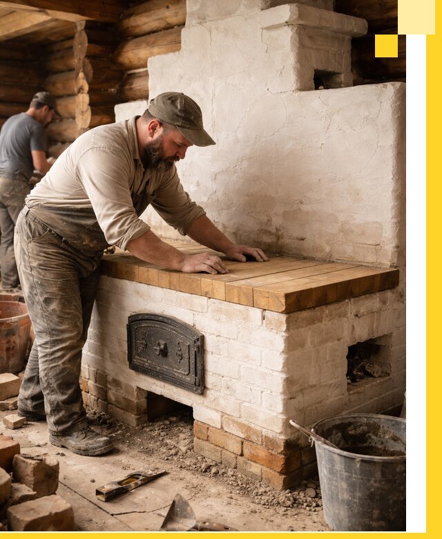 Проектирование и установка русской печи с лежанкой в Апатитах