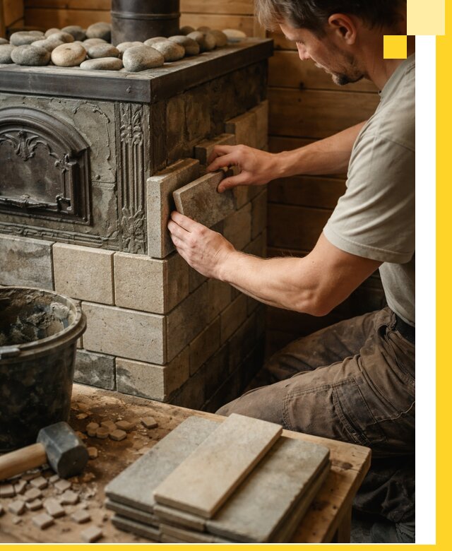 Облицовка банных печей в Апатитах профессиональная отделка