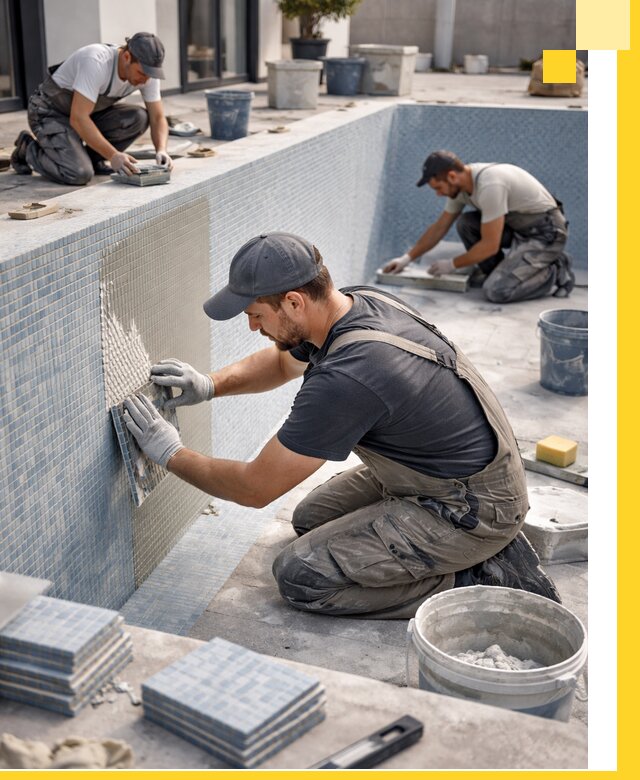 Облицовка бассейнов в Апатитах плитка мозаика гидроизоляция