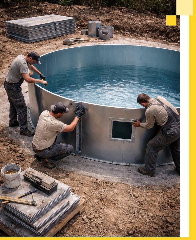 Круглые бассейны под ключ в Апатитах проектирование и монтаж