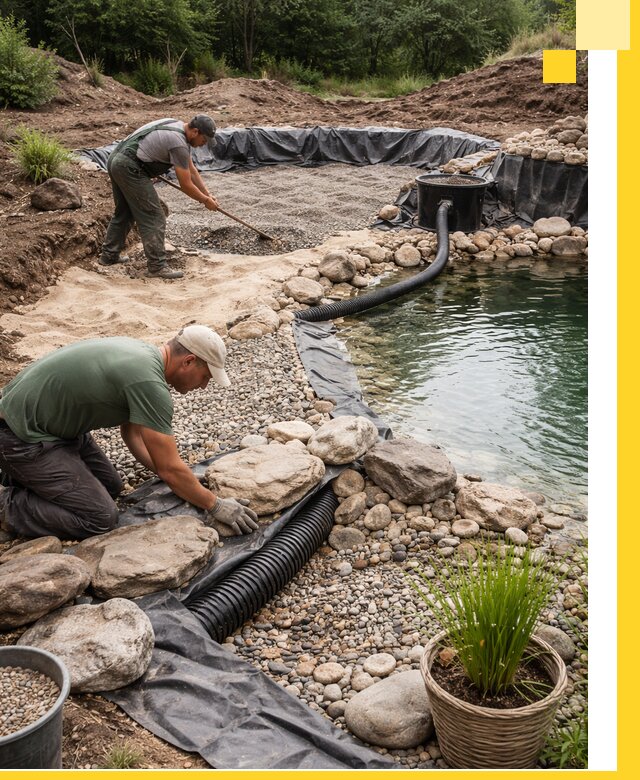 Строительство природных бассейнов и озер в Апатитах под ключ