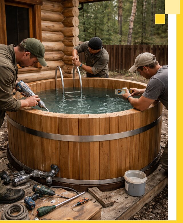 Строительство бань с купелью под ключ и отделкой в Апатитах