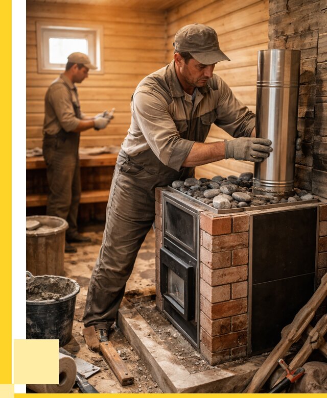 Монтаж печи в бане под ключ в Апатитах от 20744 р. | ЭриданПтт