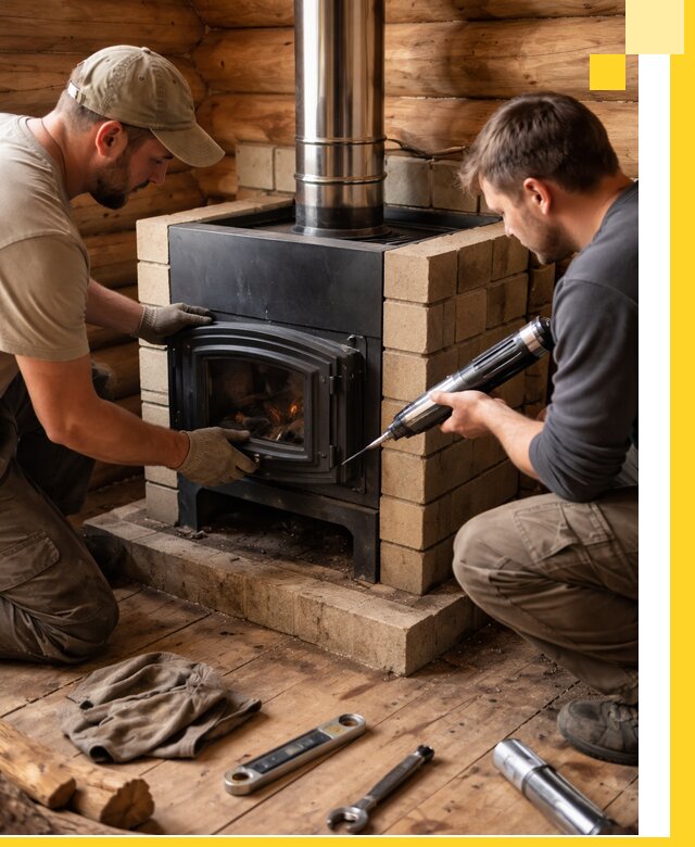 Монтаж и установка печи в бане под ключ с гарантией в Апатитах