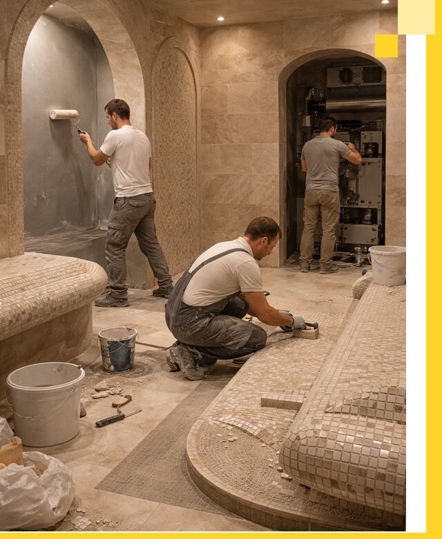 Строительство бани с хамамом и бассейном под ключ в Апатитах