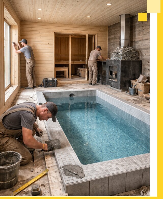 Проект бани с бассейном и сауной в Апатитах под ключ