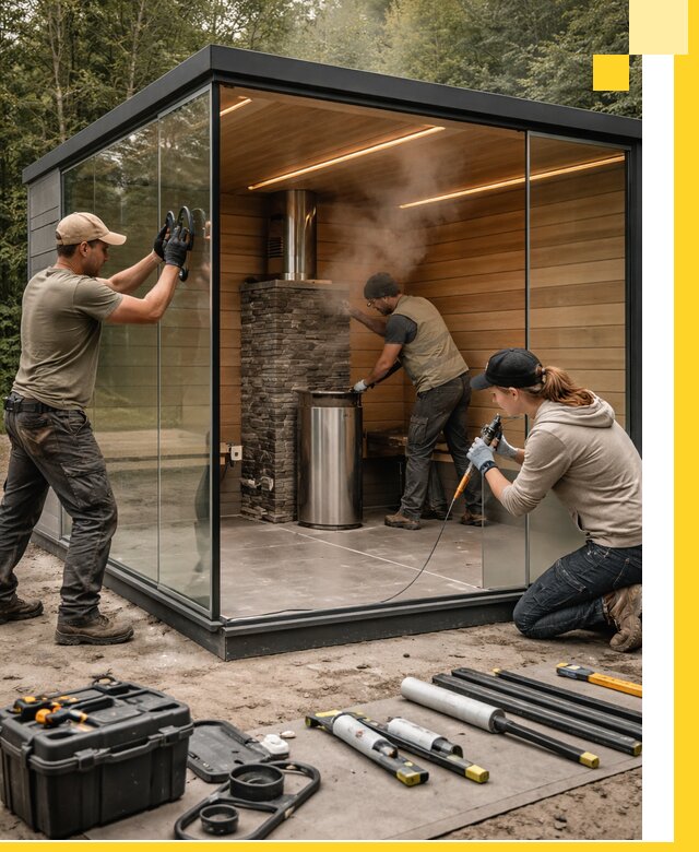 Проектирование и строительство стеклянных бань в Апатитах