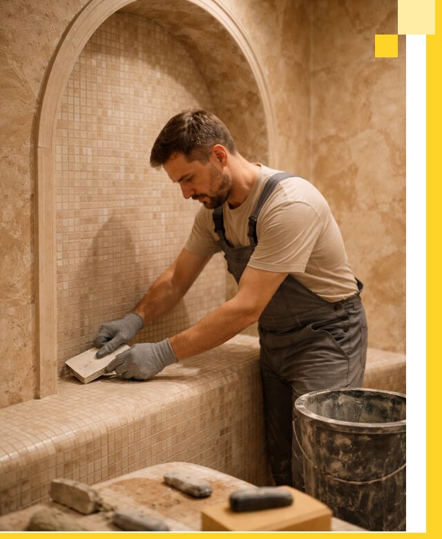 Профессиональная отделка хамамов с мозаикой под ключ в Апатитах