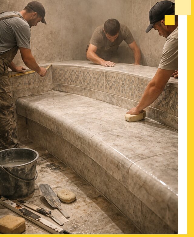 Изготовление и установка сидений для хамама в Апатитах