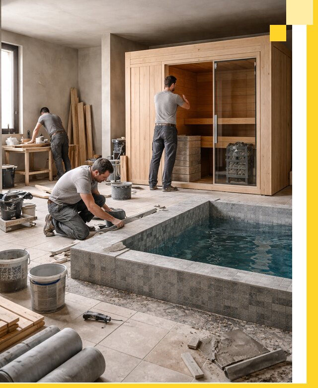 SPA зоны под ключ с бассейном сауной и печью в Апатитах